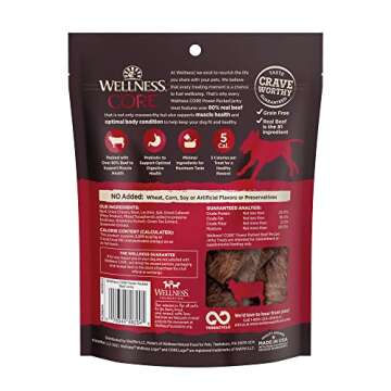 Wellness CORE Power Packed Dog Treats, Grain-Free Tender Jerky Treats, Made in USA (Beef Recipe, 4-O...