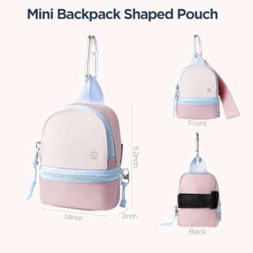 Babysun Mini Backpack Keychain Wristlet Pouch Small Change Coin Purse Cute Zipper Wallet With 3 RFID...