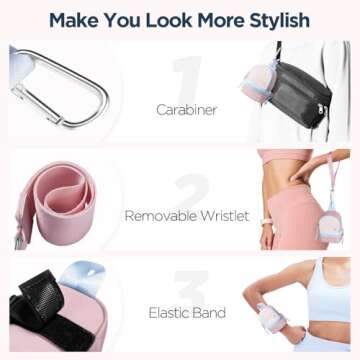 Babysun Mini Backpack Keychain Wristlet Pouch Small Change Coin Purse Cute Zipper Wallet With 3 RFID Card Slots For Women/Men Airpods Cosmetics (Pink Blue)