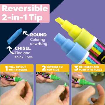 CHALK MARKERS By FANTASTIC MEGA 18 Pack, BEST Art, Menu Board Bistro Boards - Glass & Window Paint Marker Pens - Reversible 6mm Fine or Chisel Tip