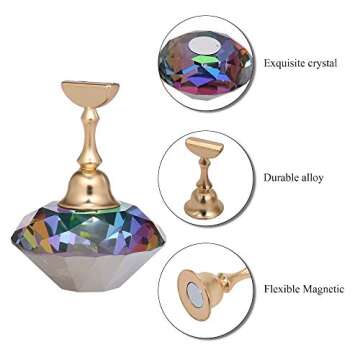 Tvoip 1Pcs Magnetic Nail Holder Practice Training Display Stand Acrylic Crystal Holders Alloy False ...