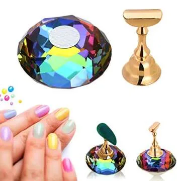 Tvoip 1Pcs Magnetic Nail Holder Practice Training Display Stand Acrylic Crystal Holders Alloy False Nail Tip Salon DIY Manicure Tools