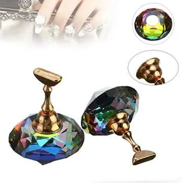 Tvoip 1Pcs Magnetic Nail Holder Practice Training Display Stand Acrylic Crystal Holders Alloy False Nail Tip Salon DIY Manicure Tools