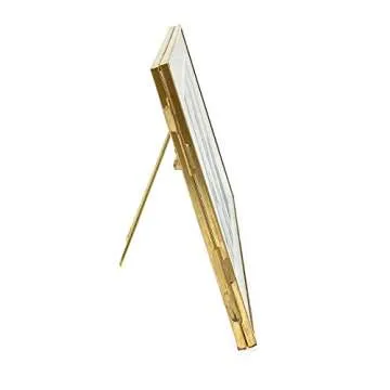 Isaac Jacobs 3-Photo Vintage Style Glass and Metal Floating Picture Frame (Horizontal) w/Locket Closure; (Fits 3 2x3 photos) for Photos, Art, & More, Tabletop Display (Three-2x3, Antique Gold)