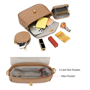 Stylish Brown Quilted Crossbody Bag with Coin Purse