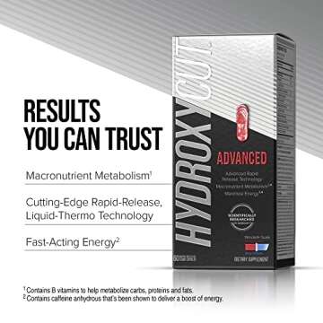 Hydroxycut Advanced - 60 Rapid-Release Liquid Capsules - Thermogenic Calorie Burn, Maximize Energy - for Women & Men