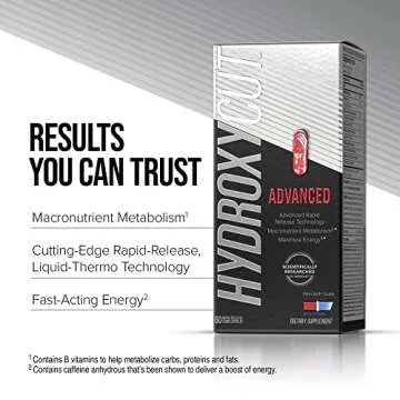 Hydroxycut Advanced - 60 Rapid-Release Liquid Capsules - Thermogenic Calorie Burn, Maximize Energy - for Women & Men