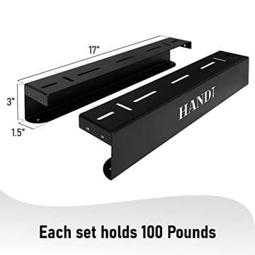 HANDT Overhead Garage Storage Rack, Ceiling Racks, Bin Organization System, Heavy Duty Metal Rack For Container, Supports Most Bins (Black, 4 Sets)