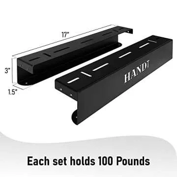 HANDT Overhead Garage Storage Rack, Ceiling Racks, Bin Organization System, Heavy Duty Metal Rack For Container, Supports Most Bins (Black, 4 Sets)