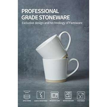Famiware Coffee Mugs Set of 4 Stylish Stoneware Mugs