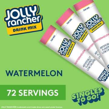 Jolly Rancher Singles To Go Powdered Drink Mix, Watermelon, 12 Boxes with 6 Packets Each - 72 Total ...