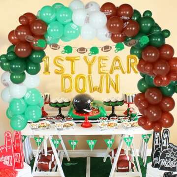 Jollyboom First Down Football Birthday Party Decorations, Football 1st Birthday Party Decorations for Boys, 1st Year Down Football Balloons for First Birthday Party Baby Shower Decorations