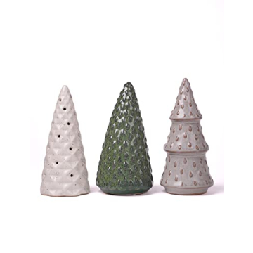 HAUCOZE 3pcs Christmas Figurine Decor Tree Statue Modern Sculpture Home Gifts Table Centerpiece Craf...