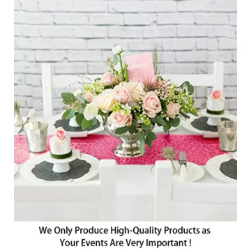 ShinyBeauty Hot Pink Sequin Table Runners - Wedding Party Decor