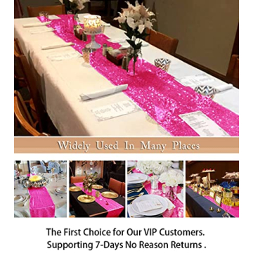 ShinyBeauty Hot Pink Sequin Table Runners - Wedding Party Decor