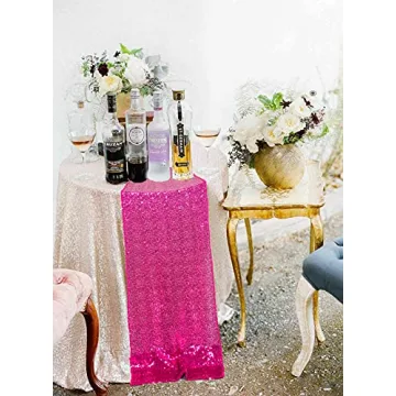 ShinyBeauty Hot Pink Sequin Table Runners - Wedding Party Decor