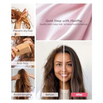 LINENLINE Ruffle Satin Pillowcase for Hair & Skin, Standard Size, Blush Pink, 20x26 Inches, Set of 2 with Envelope Closure, Similar to Silk Pillow Cases, Gifts for Girl