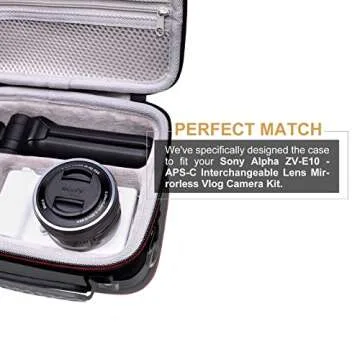 Camera Case Compatible with Sony Alpha ZV-E10 / ZV-1F / ZV-1 / ZV-1 II / ZVE10 II Vlog Camera with Shoulder Strap by LTGEM, Fits Vlogger Accessory Kit Tripod and Microphone,Black+Grey