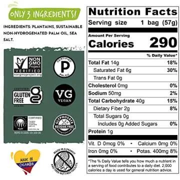 ARTISAN TROPIC Plantain Strips Sea Salt - 8 Pack, 2oz - Vegan, Paleo, Gluten Free Chips - Individual Bags Healthy Snacks for School, Gym, Kids – Whole 30 Approved Foods Baked Banana Chips