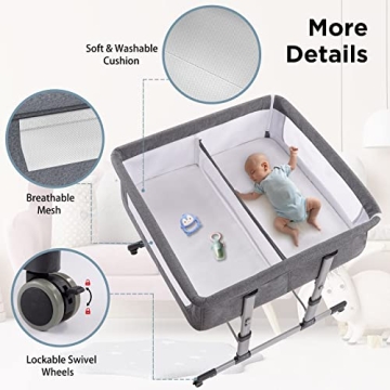 Ihoming Twin Bassinet for Twins, Safe Bedside Sleeper