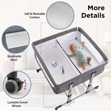 Ihoming Twin Bassinet for Twins, Safe Bedside Sleeper
