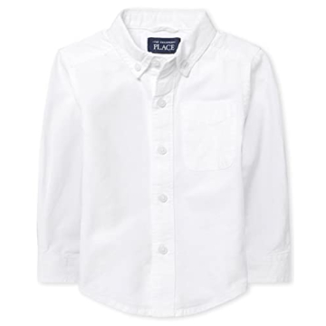 The Children's Place Baby Boys And Toddler Boys Long Sleeve Oxford Button Down Shirt,White,9-12MOS