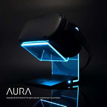 Asterion The Original Universal Illuminated RGB VR Charging Stand for Meta Quest 3 | 2 | 1 | Pro, Oculus, Vision Pro, HTC, Rift-s, PSVR, Index All VR Headsets | Black Aura v1.0