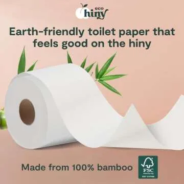 ecoHiny Premium & Soft Bamboo Toilet Paper | 12 Mega Rolls, 3 ply, 350 Sheets | FSC Certified, PFAS & BPA Free, Septic Safe | Tree Free & Plastic Free