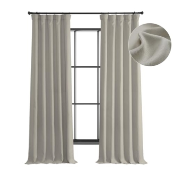 HPD Faux Linen Textured Room Darkening Curtains 50W x 108L