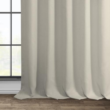 HPD Faux Linen Textured Room Darkening Curtains 50W x 108L