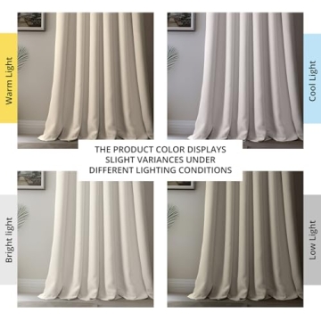 HPD Faux Linen Textured Room Darkening Curtains 50W x 108L