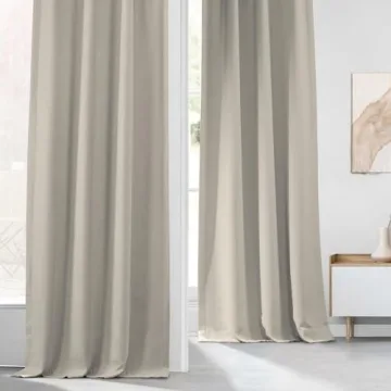 HPD Faux Linen Textured Room Darkening Curtains 50W x 108L