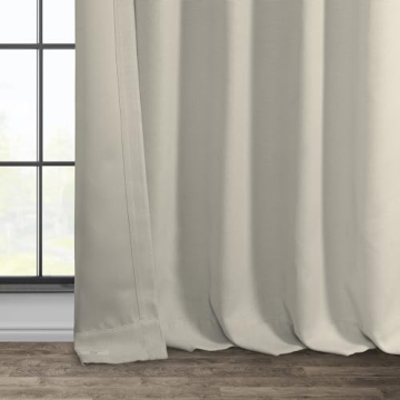HPD Faux Linen Textured Room Darkening Curtains 50W x 108L