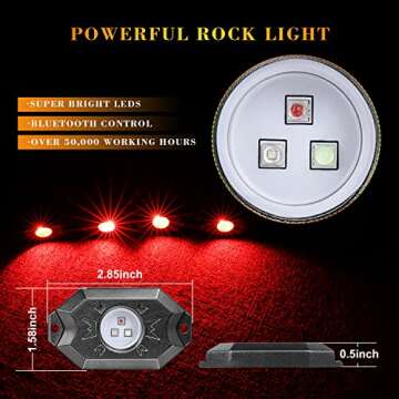 Niking Auto RGB LED Rock Light Kits - 4 Pods, Bluetooth Control