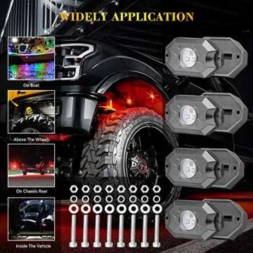Niking Auto RGB LED Rock Light Kits - 4 Pods, Bluetooth Control