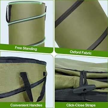 Sprinia 2-Pack 30 Gallon Collapsible Pop-Up Trash Can for Camping, RV - Waste Yard Bag for Gardening Lawn/Leaf - 30 Gallon Each Bag, Green