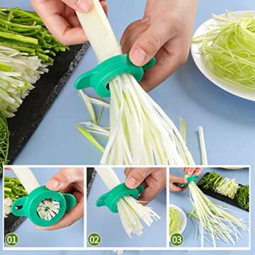 HENWAFX Kitchen green onion shredder,Green Onion cutter ，12 Blade Design，green onion slicer tool（2Pcs)