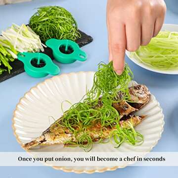 HENWAFX Kitchen green onion shredder,Green Onion cutter ，12 Blade Design，green onion slicer tool（2Pcs)