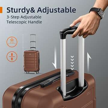 SHOWKOO Luggage Sets Expandable PC+ABS Durable Suitcase Double Wheels TSA Lock Brown 3pcs-