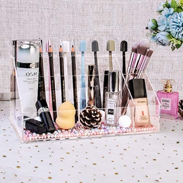 YestBuy Acrylic Desk Organizer for Office and Makeup Essentials