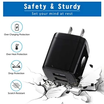 HI-CABLE 2-Pack Micro USB Charger Cable & Wall Charger