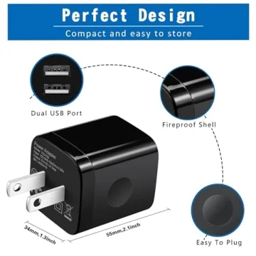 HI-CABLE 2-Pack Micro USB Charger Cable & Wall Charger