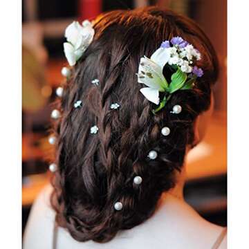 40 Packs Pearl Hair Pins Wedding Bridal Flower Pins for Brides and Bridesmaids Hair Style (0.4 Inch)