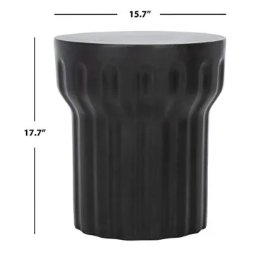 SAFAVIEH Outdoor Vesta Black Modern Concrete Accent Table