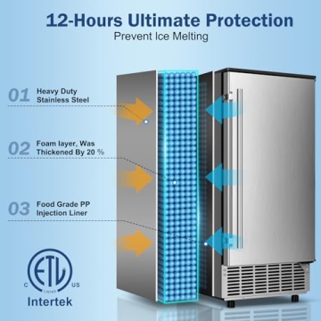 RAPSUAR Ice Maker - 95Lbs Daily Output & 35Lbs Bin