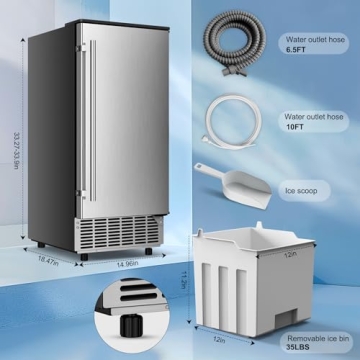 RAPSUAR Ice Maker - 95Lbs Daily Output & 35Lbs Bin