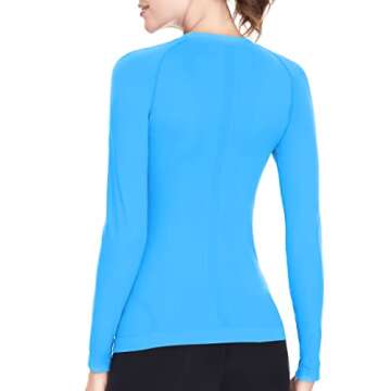 MathCat Long Sleeve Workout Shirts for Women,Yoga Tops Running Shirt Breathable Athletic Gym Shirts for Women Workout Tops(Blue_02,M)