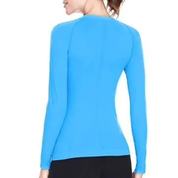 MathCat Long Sleeve Workout Shirts for Women,Yoga Tops Running Shirt Breathable Athletic Gym Shirts for Women Workout Tops(Blue_02,M)