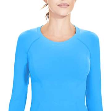 MathCat Long Sleeve Workout Shirts for Women,Yoga Tops Running Shirt Breathable Athletic Gym Shirts for Women Workout Tops(Blue_02,M)