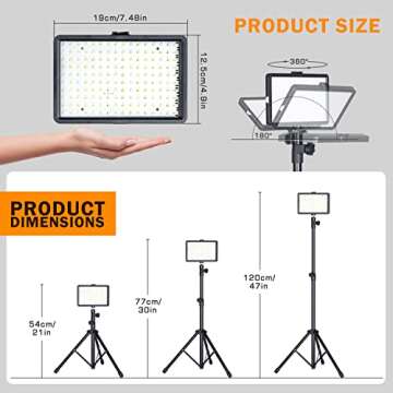 SVOPY Dimmable LED Video Light - 5600K USB Photography Lighting Kit with Adjustable Tripod Stand and 4 Color Filters, Portable Studio Light for Live Broadcast/Photography, Tabletop